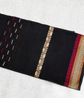 Elegant Black Pure Lawn Shawl with Traditional Woven Border