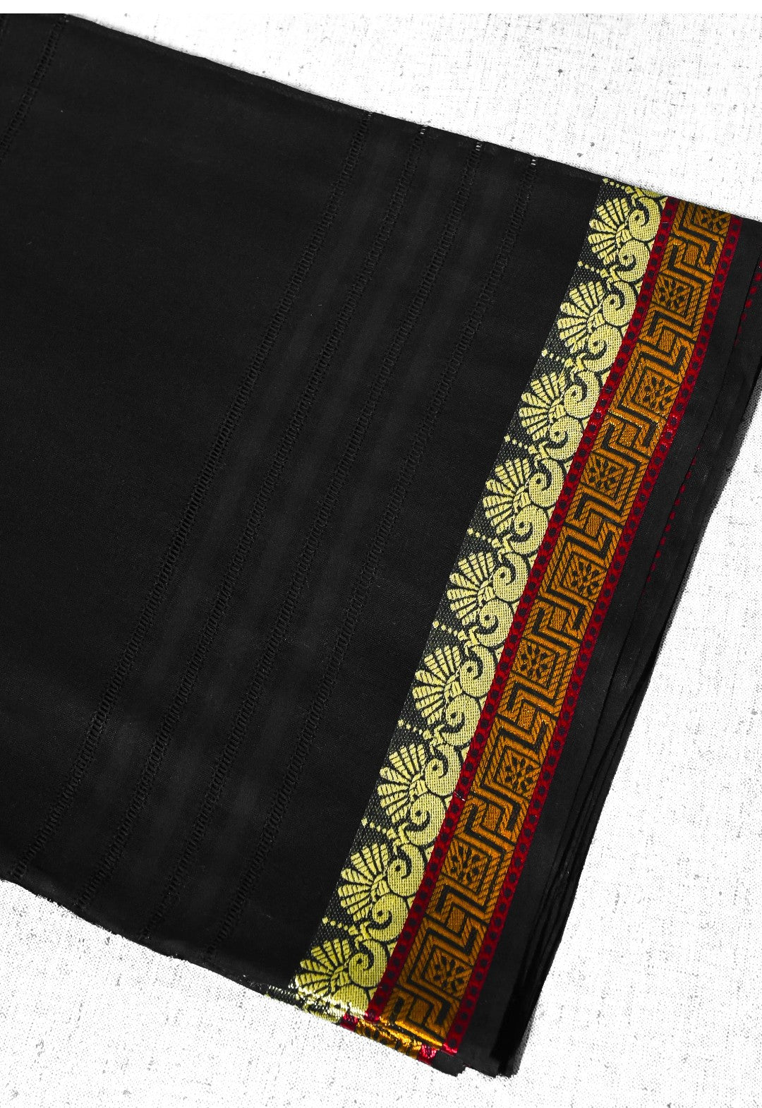 Elegant Black Pure Lawn Shawl with Traditional Woven Border
