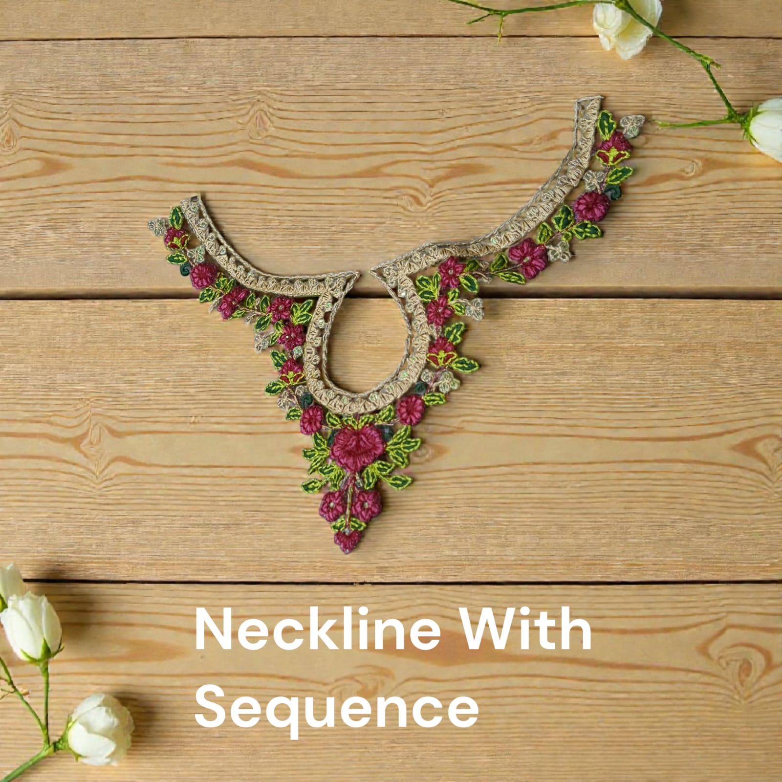 Maria B Inspired Embroidered Neckline with Sequence