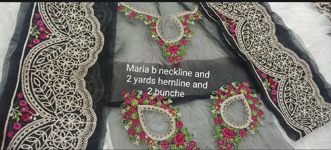 Maria B Inspired Embroidered Neckline with 2 Yards Hemline & 2 Bunches