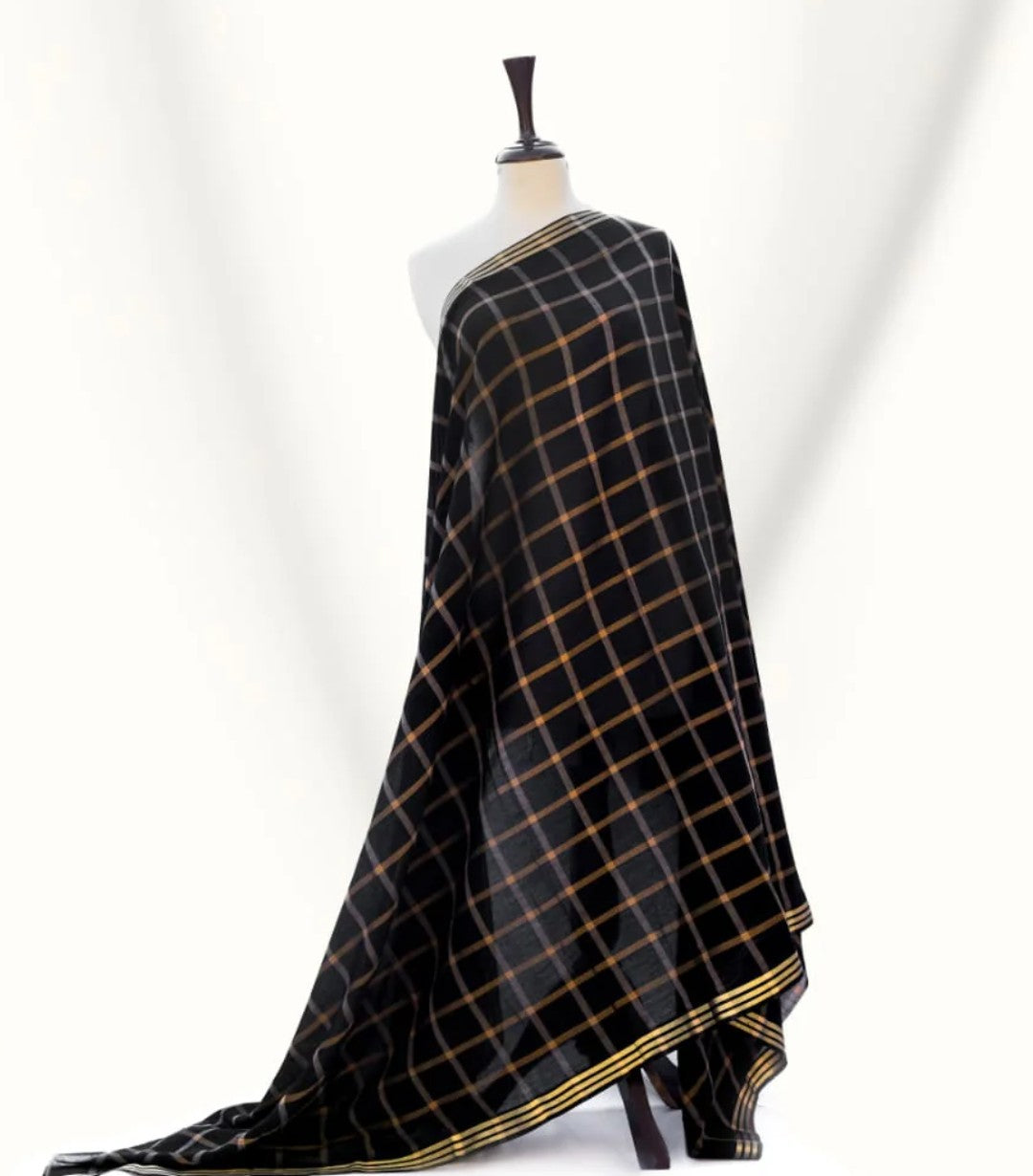 PURE LAWN CHECK LINES SHAWL