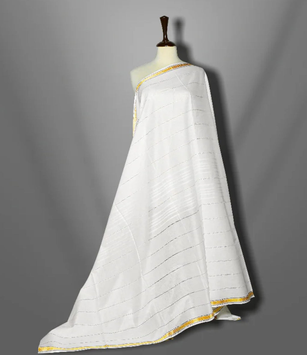 WHITE PURE LAWN SHAWL