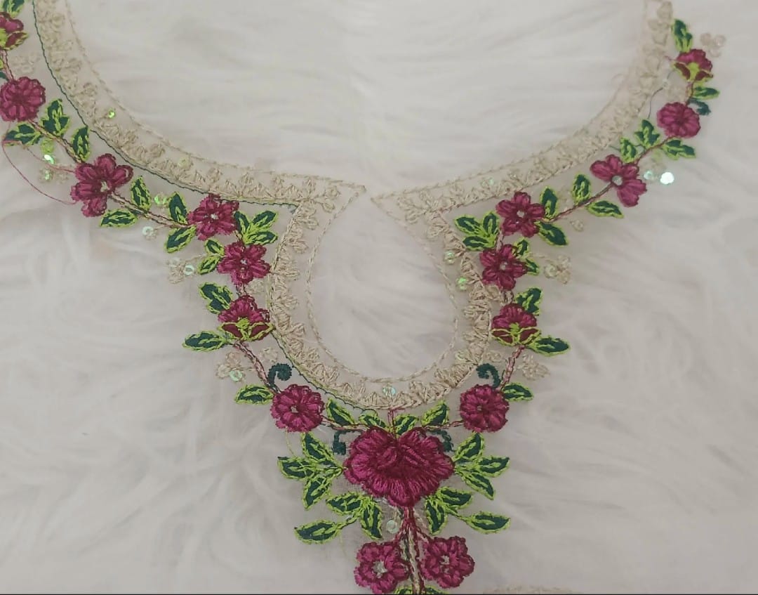 Maria B Inspired Embroidered Neckline with 2 Yards Hemline & 2 Bunches