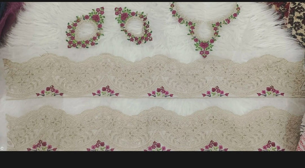 Maria B Inspired Embroidered Neckline with 2 Yards Hemline & 2 Bunches