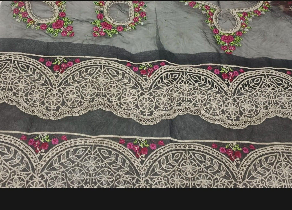 Maria B Inspired Embroidered Neckline with 2 Yards Hemline & 2 Bunches